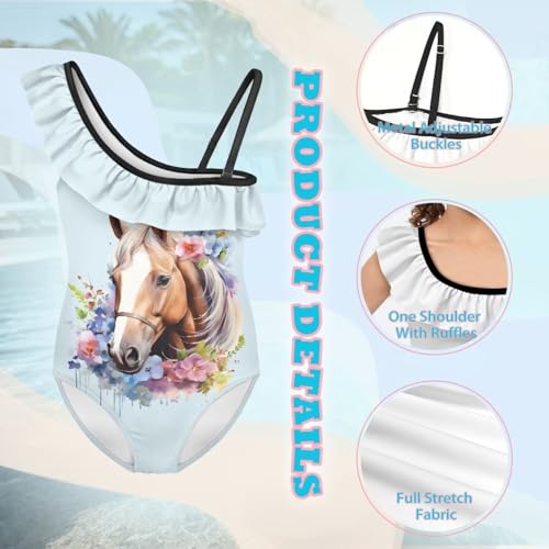 Image of Girls One Piece Swimsuits Size 3-14 Trendy Ruffle Bathing Suit Casual Hawaiian Summer Beach Swimwear