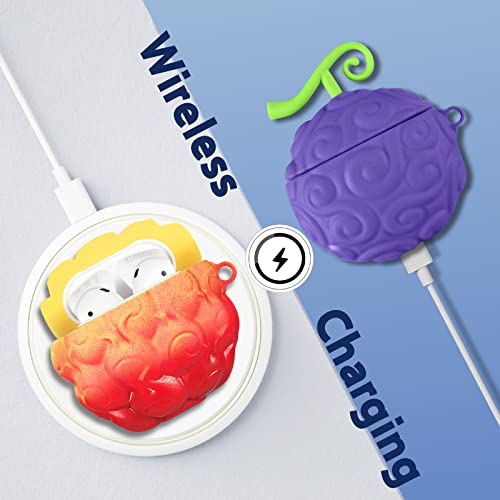 Wowchic 2 Packs For Airpods 2Nd/1St Case Soft Cute 3D Food Kawaii Cool Fun Funny Designer Unique Shell For Apple Airpod Air Pods 1/2 Cover Cases For Men Girls Women Boys Red Yellow Purple Fruit #TOP5