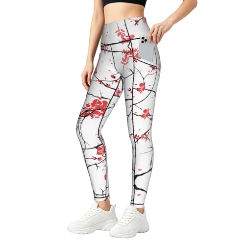 Pantalones de entrenamiento elásticos TTYDOKLA leggings estampado flores de cerezo