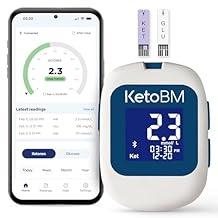 KetoBM Blood Glucose & Ketone Monitoring System - Bluetooth Meter Kit with Free App, Starter Kit with Glucose & Ketone Test Strips & Lancets | Complete Blood Sugar & Keto Testing Kit
