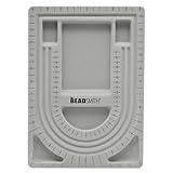 The Beadsmith Bead Board, Grey Flocked, 3 U-Shaped Channels, 6 Recessed Compartments, 9.5 x 13 inches, Design Boards for Creating Bracelets, Necklaces and Other Jewelry