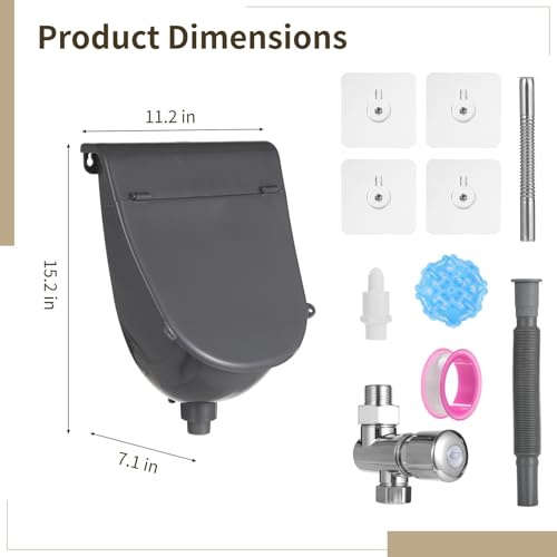 Urinal de pared, inodoro para orinar, con kit completo de descarga miniatura 2