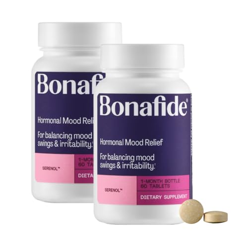 Image of Serenol by Bonafide. Relief from Hormonal Mood Swings, Irritability, & PMS Bloating. - 2-Month Supply (120 Tablets)