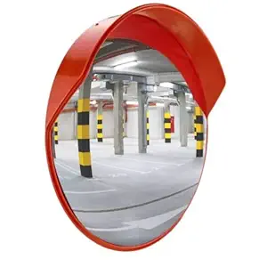 ABS INDUSTRY Convex Safety Mirror 40 Inches/100 cms Polycarbonate Traffic Mirror Unbreakable Round Wide-Angle Driveway Mirror, With Adjustable Brackets and Nuts Bolts For Installation (Pack of 1)