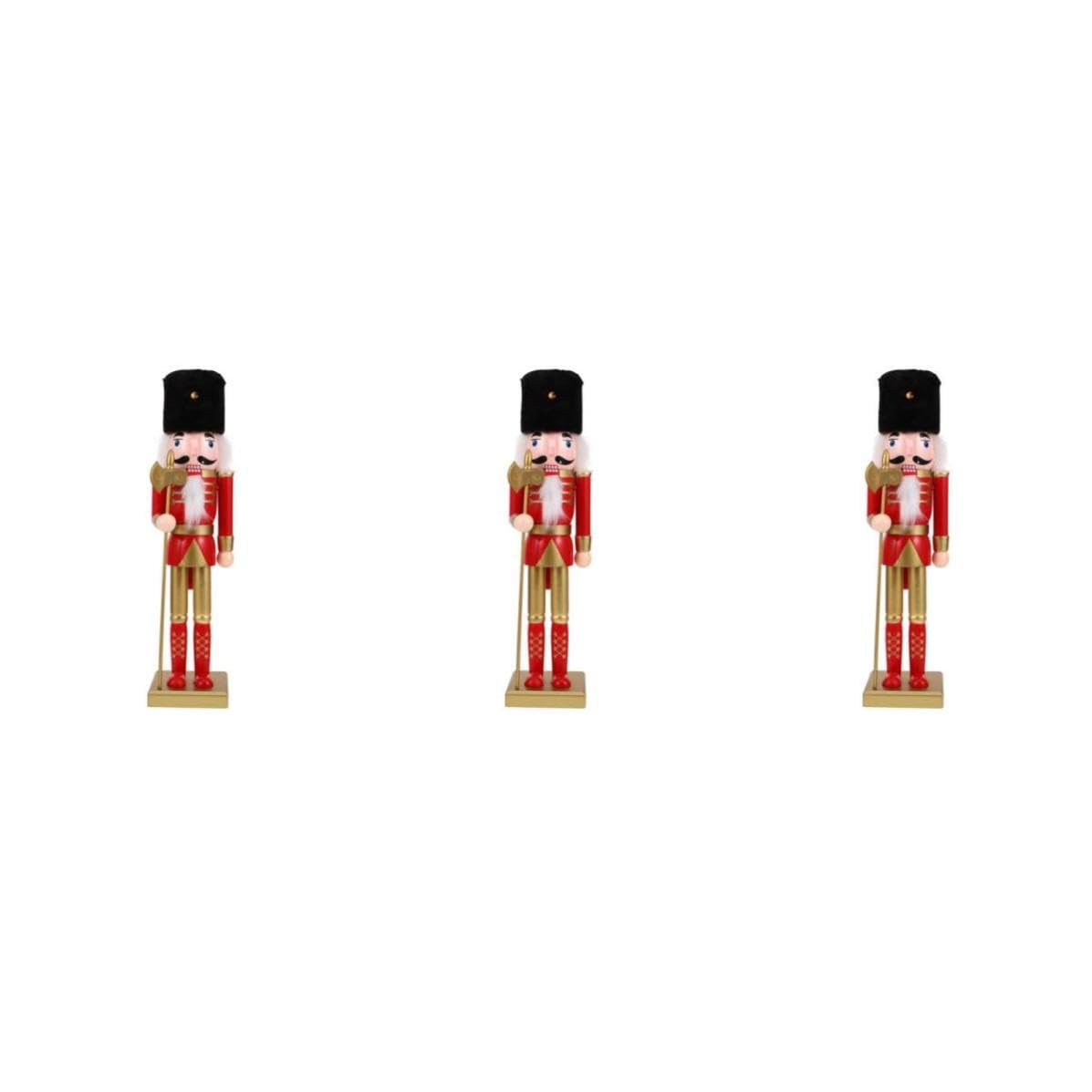 Beaupretty 3 Pièces Casse-Noisette en Bois Soldat Rouge, Figurine de Noël