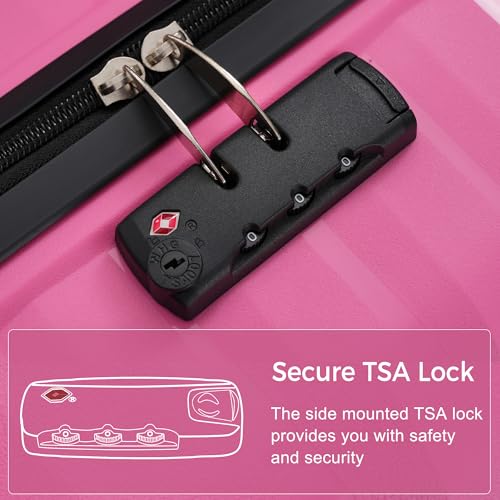 Image of Hardside Luggage Sets, Lightweight Wave Suitcase with Spinner Wheels, PP Pink