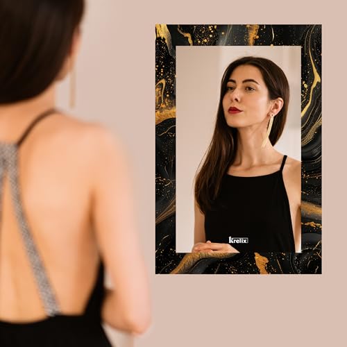 Image of KERLIX Rectangle Decorative Art Unique Fancy Digital Frameless CNC polishing Wall Mirror /Makeup Mirror /Bathroom Mirrors Size (12x18 inch). (4, 12 x 18)
