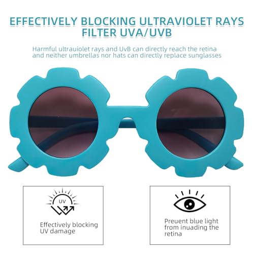 6 Stück Sonnenbrille Kinder, Blumenbrille Blumenform Kinder, Baby Sonnenbrille, Kindersonnenbrille, Babys, Lustige, Retro Polarisierte UV Schutz für Mädchen, Jungen, Party Geschenk Outdoor Strand