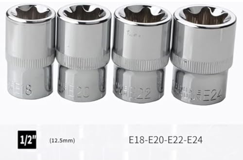 14 PCS E Torx Star Socket Set, Torque Socket Set 1/4" 3/8" 1/2" Drive External E4 - E24 Chrome Vanadium Steel Tools Kit with Case for Fasteners Removal in Motorcycle Car Vehicle - Image 2