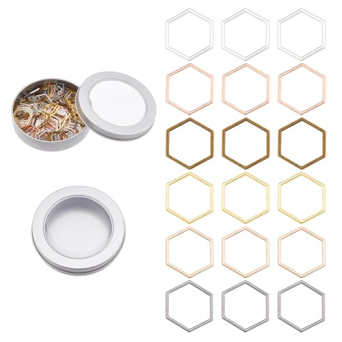 Hobbspring 72Pcs 6 Colors Metal Stitch Markers Hexagon Stitch Rings Brass Linking Markers for DIY Craft Project Knitting and Crocheting