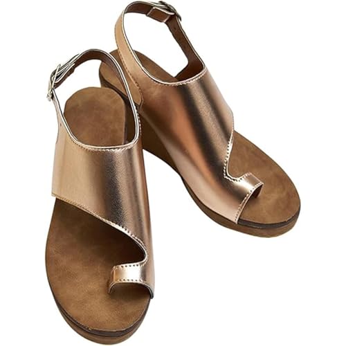 Yytcsjz Women's Wedge Sandals, Summer Fashion Toe Ring Clip Toe Straps Buckle Sandalias, Orthopedic Shoes For Women, With Arch Support