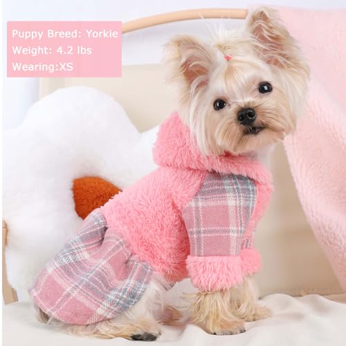 Robe d'hiver pour chat vêtement chaud chien rose taille S - 4