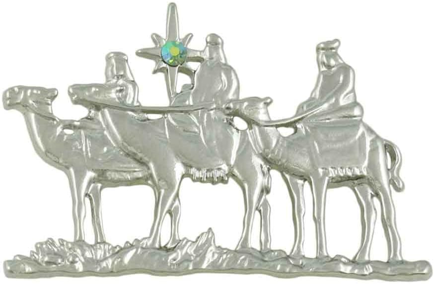 3 Wise Men / 3 Kings with Crystal North Star Christmas Brooch Pin Holiday Jewelry for Men and Women