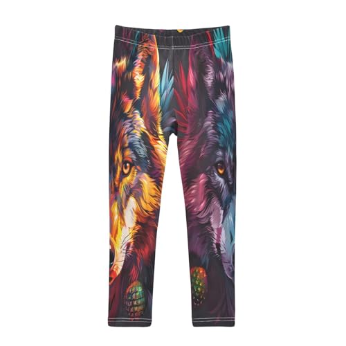 Toddler Girls Leggings Printed Yoga Pants Leggings Painting Wolf Head for Kids