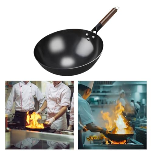 Wok sin recubrimiento con mango de madera 40 cm miniatura 4