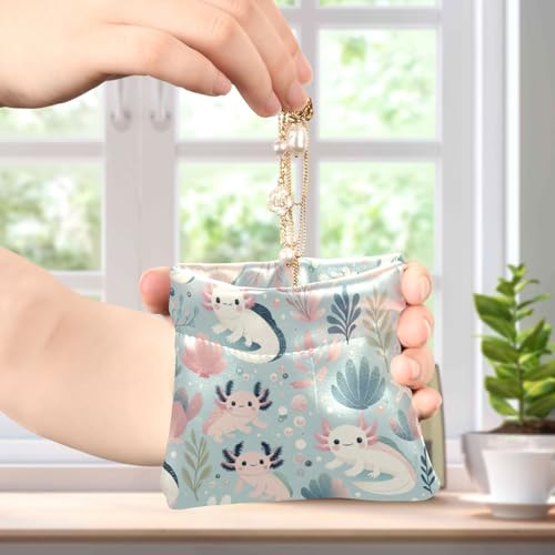 Cute Axolotls Coin Purse Leather Pouch Change Purse, Squeeze Coin Pouch for Cards, Keys & Lipsticks, Unisex4
