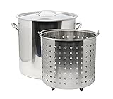 Ballington 13-Gal 16' Stainless Steel Stock Pot w Deep Steamer/Boil Basket & Lid