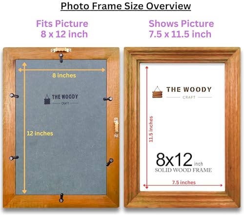 Image of Photo Frame 8x12 inch | Wooden Photo Frame | Small Photo Frames | Orange Wooden Frame for Wall | Unique & Modern Wall Decor (8x12 inch, Orange)