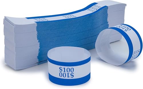 L LIKED Money Band Self Sealing Currency Straps for Bill Wrappers (Blue $100-1000 PCS)