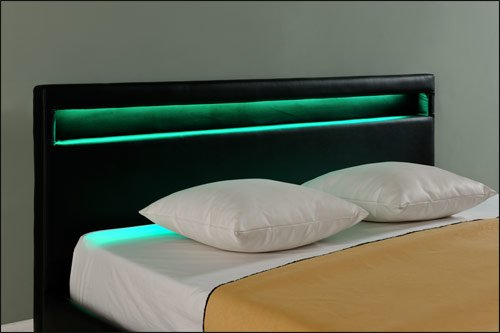 Bed Parijs met LED-verlichting bedbodem 160x200 cm zwart - Image 6