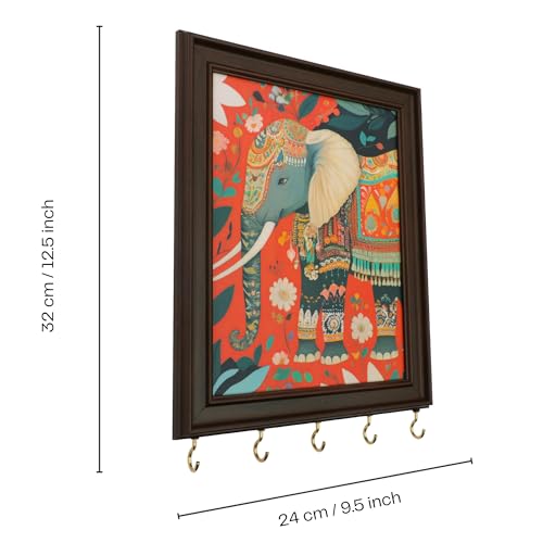 Image of Elephant Metal Key Hanger Without Drill| |Wall-Mounted Key Rack with 7 Hooks | Home Decor Organizer | Stylish Keychain Holder for Home & Office |No Drilling (Elephant Art Key Holder)