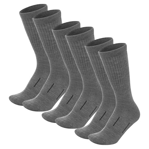 Merino.tech Merino Wool Socks for Women And Men - Merino Wool Hiking Socks Crew Style (Dark Grey Pack of 3, 9-12)