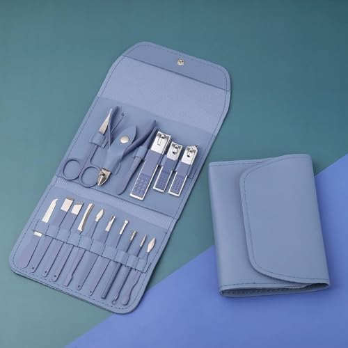Image of VORLA Professional Manicure & Pedicure Kit, Stainless Steel Grooming Set with Nail Clippers, Cuticle Trimmer, Scissors & Tweezers (16 in 1 manicure)
