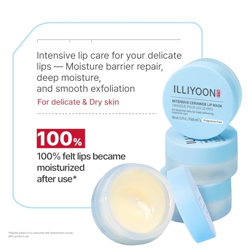 ILLIYOON Intensive Ceramide Lip Mask | 10,000ppm Ceramide for Barrier Repair & Deep Hydration, Non-sticky Vegan Formula, Overnight lip Mask & All-Day Balm, Fragrance-Free, Korean skincare, 0.24 fl.oz