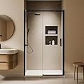 Comfystyle 44"- 48“ W x 74" H Sliding Shower Door, Glass Shower Glass Door with 5/16"(8mm) Clear SGCC Tempered Glass, Matte Black Finish, Reversible Installation