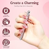 AYBUY Magnes na paznokcie oko, magnes do paznokci Nail Art, cylindryczny, z podwójną głowicą, mocny, do lakieru żelowego kocich oczu, Nail Art 3D, narzędzie do zdobienia paznokci (różowy, B)