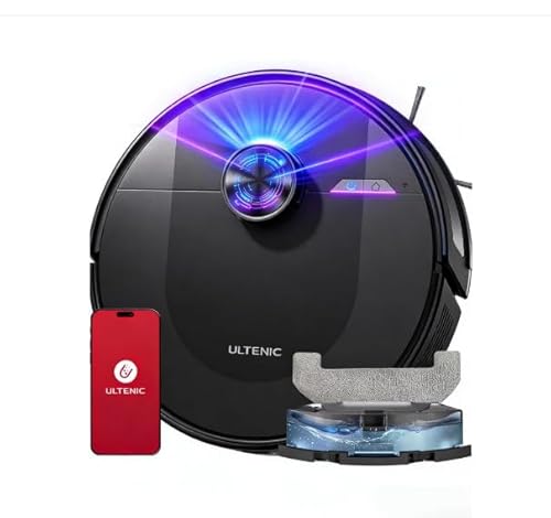 Ultenic Robot Aspirateur Lavage | 8000Pa Puissant Poils d'animaux | Navigation LiDAR | Cartographie 5 Cartes | 180min Autonomie | Silencieux 55dB | HEPA H13 | Alexa/Google