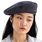 UNDERCONTROL Stitched Bio Washed Cotton Classic Castro Octagonal Pattern Stylish Painter Beret Hat Unisex Hunting Cap Korea (Stitch Navy)