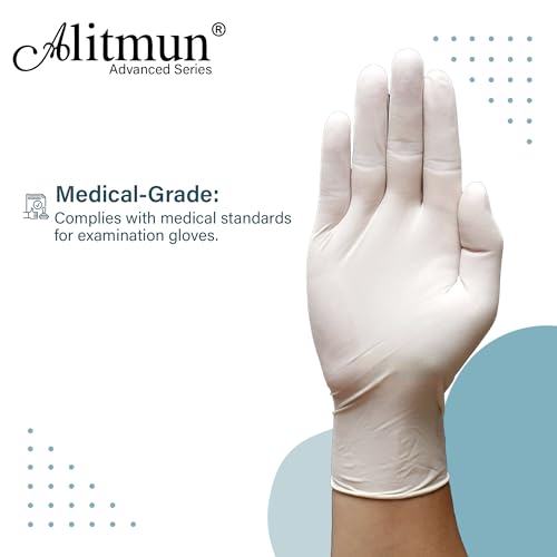 Image of Advanced Series Powder Free Latex Examination Gloves, Disposable Surgical Hand Gloves with Exceptional Grip and Durability, Medical usage & Multipurpose Gloves (Pack of 100) (Medium)