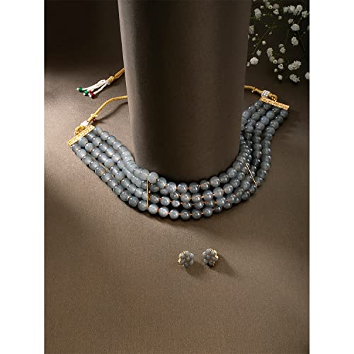 Image of Peora Traditional Maharani Haar Necklace with Earrings Bridal Jewellery Set Gift for Women