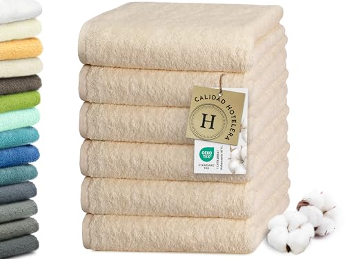 Zollner 6 Toallas De Lavabo, Premium 520 G M , 50x100 Cm, Beige