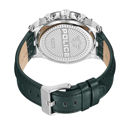 Image of Police Quartz Multifunction Green DIAL Leather Strap Watch for Men-PLPEWJF2226642W