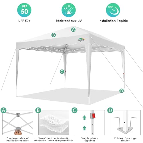 Image of COBIZI 9x9 Pop Up, Canopy Tent 10x10 for Parties, Backyard, Commercial, Waterproof and Portable Instant Shelter UV50+ Outdoor Canopy Gazebo