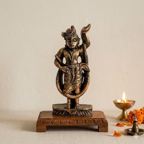 Image of eCraftIndia Lord Shrinathji Idol | Antique Finish Shrinathji Statue | Decorative Spiritual Showpiece for Home Decor & Gifting | Hindu God Murti for Temple & Living Space