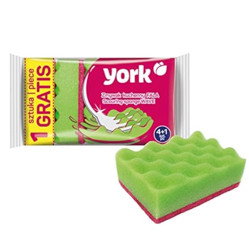 York Prestige Spugna Abrasiva Ondulata 4 + 1 Pezzo, Corrugated, Verde, Standard