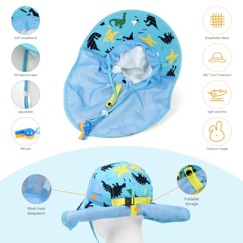 Image of SNOWIE SOFT Wide Brim Sun Hat for Kids Girls with Neck Flap Shawl, UPF 50+ Adjustable Chin Strap Sun Protection Hat for Girls 2-10 Years Old, Summer Breathable Sun Visor Hat Windproof Beach Hat