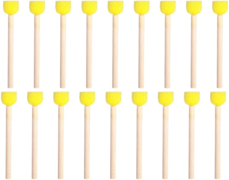 60Pcs 0.6" Round Sponge Foam Brush Wooden Handle Paint Brushes for Acrylic Painting, DIY Crafts and Art Projects