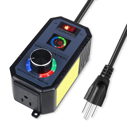 Upgraded AC Motor Speed Controller with Large LED Percentage Display, 120V 15A Variable Speed Regulator with Overload Protection, Stepless Control for Router, Fan, and Inline Duct Fans by Azucyzi - Used condition - US$23.21