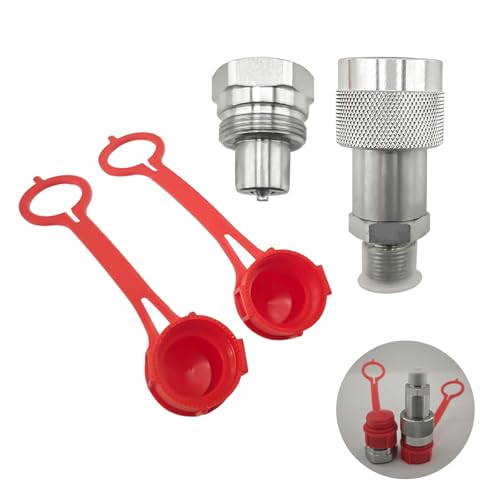3/8" NPT Hydraulic Quick Connect and Disconnect Coupler Set for Enerpac C-604 Parker 3000, Heavy-Duty Carbon Steel Male and Female Coupling Fittings with Dust Cap 3/8" NPT Hydraulic Quick Connect and Disconnect Coupler Set for Enerpac C-604 Parker 3000, Heavy-Duty Carbon Steel Male and Female Coupling Fittings with Dust Cap