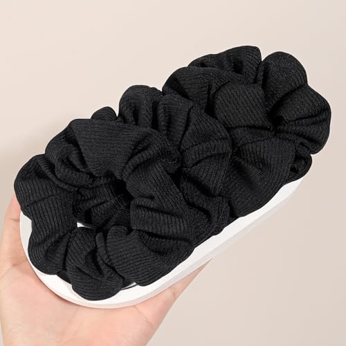 Image of Ivyu Hair Scrunchies for Women - Hair Ties No Damage Both for Thick Hair or Thin Hair Curl Hair No Crease Black Scrunchies Ponytail Holder No Hurt Your Hair