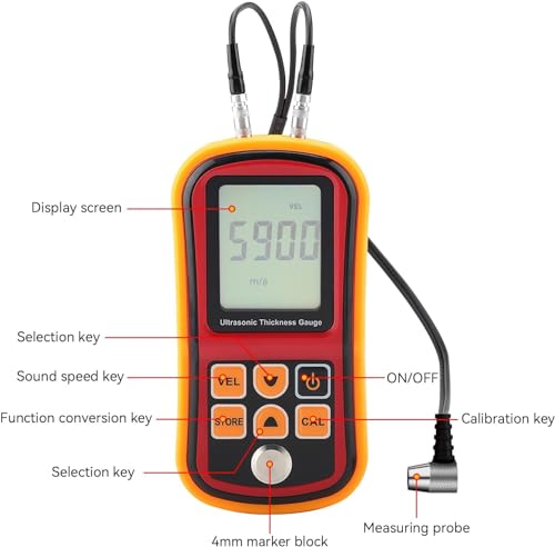 Calibrador Digital de Grosor Ultrasónico KEhtu, Instrumento Medidor de Ancho de Acero, Rango 1.2-225mm, Alta Precisión, Pantalla LCD Grande miniatura 6
