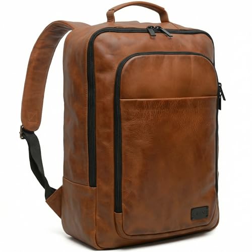 Crone Tokyo Leder Rucksack, Laptoprucksack, Business Backpack für Arbeit & Reise, Premium Echtleder, Handgepäck, Daypack
