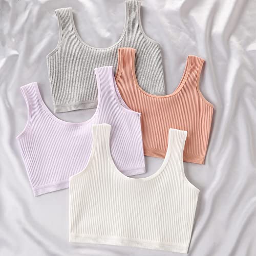 Girls Bra, 6Pcs Girls Training Bra Cotton Bralette Seamless Cami Crop Bras Fit For 10-12 Years #TOP5