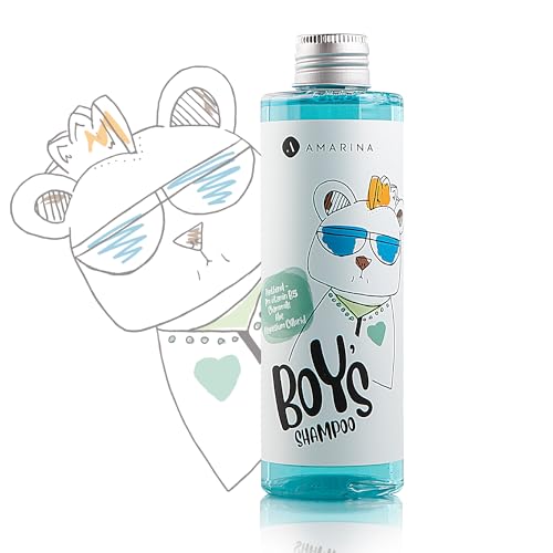 Healthy Hair for Kids & Teens: Amarina Boys Shampoo – Toxin-Free, Hypoallergenic, Nourishing Formula with Panthenol, Chamomile, Aloe Vera, & Magnesium Chloride – Promotes Thick, Vibrant Hair