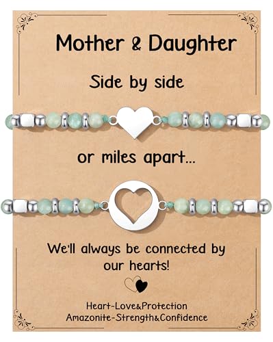 JoycuFF Mother Daugther Bracelets Jewelry Mothers Day Gifts for Daughter Mommy and Me Birthday Gifts Anniversary Matching Heart Bracelet