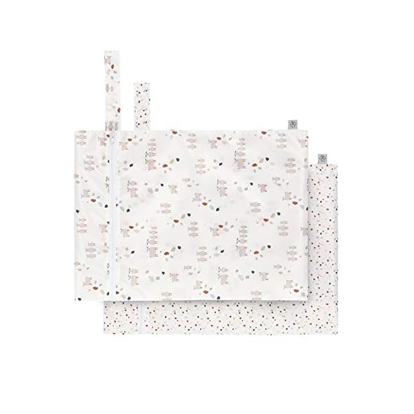 LÄSSIG Wiederverwendbare Nasstasche 2 Stück/Wet Bag Tiny Farmer Dots/Sheep